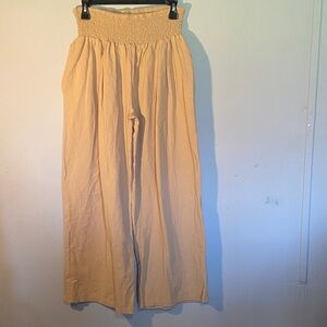 High-Waisted Cream Wide-Leg Pants